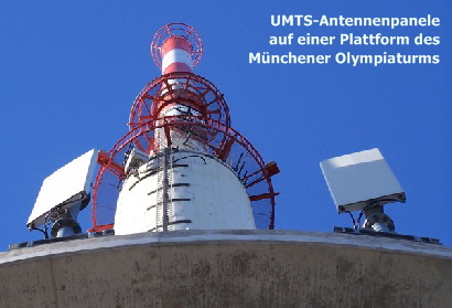 UMTS-Antennen einer Ultra-High-Site  auf dem Mnchener Fernsehhturm Bild: IZgMF