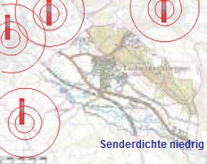 Gemeide mit niedriger Senderdichte.  Bild: Krebsregister Bayern