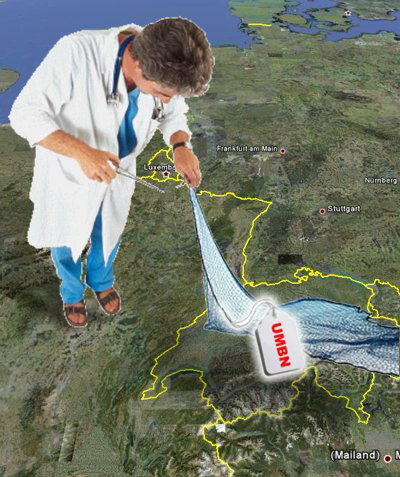 Umweltmedizinisches Beratungsnetz fr die Schweiz. Bild: IZgMF, Karte: Google Earth