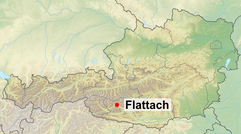 Bild: Reliefkarte sterreich (Wikipedia), Lage der Gemeinde Flattach
